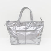Toronto Silver Leather Tote Bag