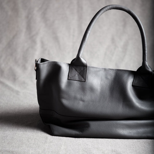 Paris Grey Leather Tote Bag