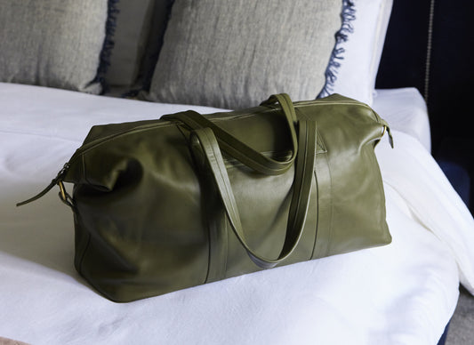 Sorrento Army Leather Weekender