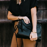 Singapore Black Leather Crossbody Bag