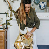 Paris Gold Leather Tote Bag