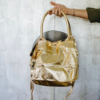 Paris Gold Leather Tote Bag - Sale