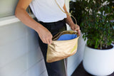 Florence Gold Leather Crossbody