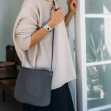 Florence Grey Leather Crossbody Bag