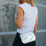 Mini Florence Silver Leather Crossbody Wallet
