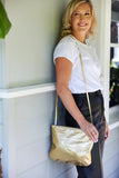 Florence Gold Leather Crossbody