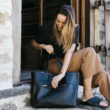 New York Black Leather Tote Bag