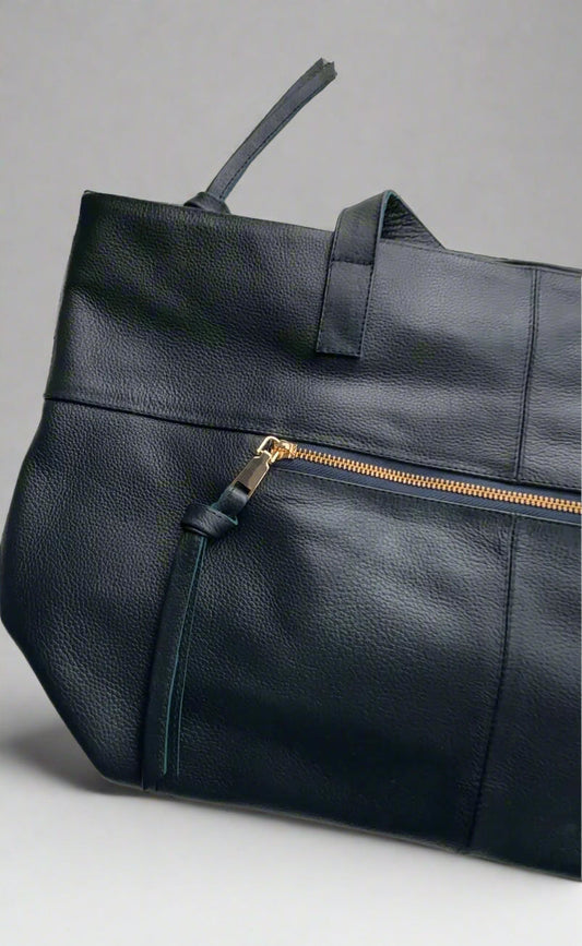 Toronto French Navy / Gold Leather Tote