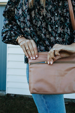 Mini Rome Leather Crossbody - Blush