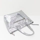 Toronto Silver Leather Tote Bag
