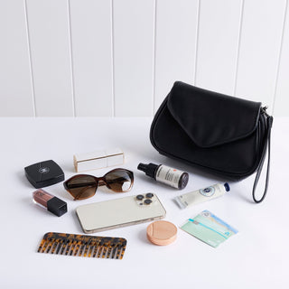 Coco Pebbled Black Crossbody Clutch