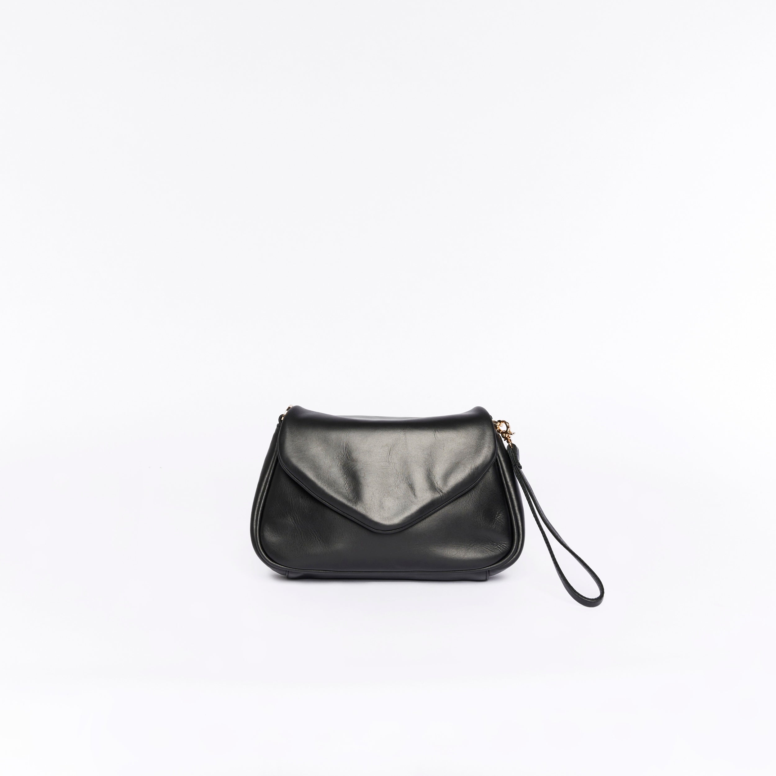 Coco Smooth Black Crossbody Clutch