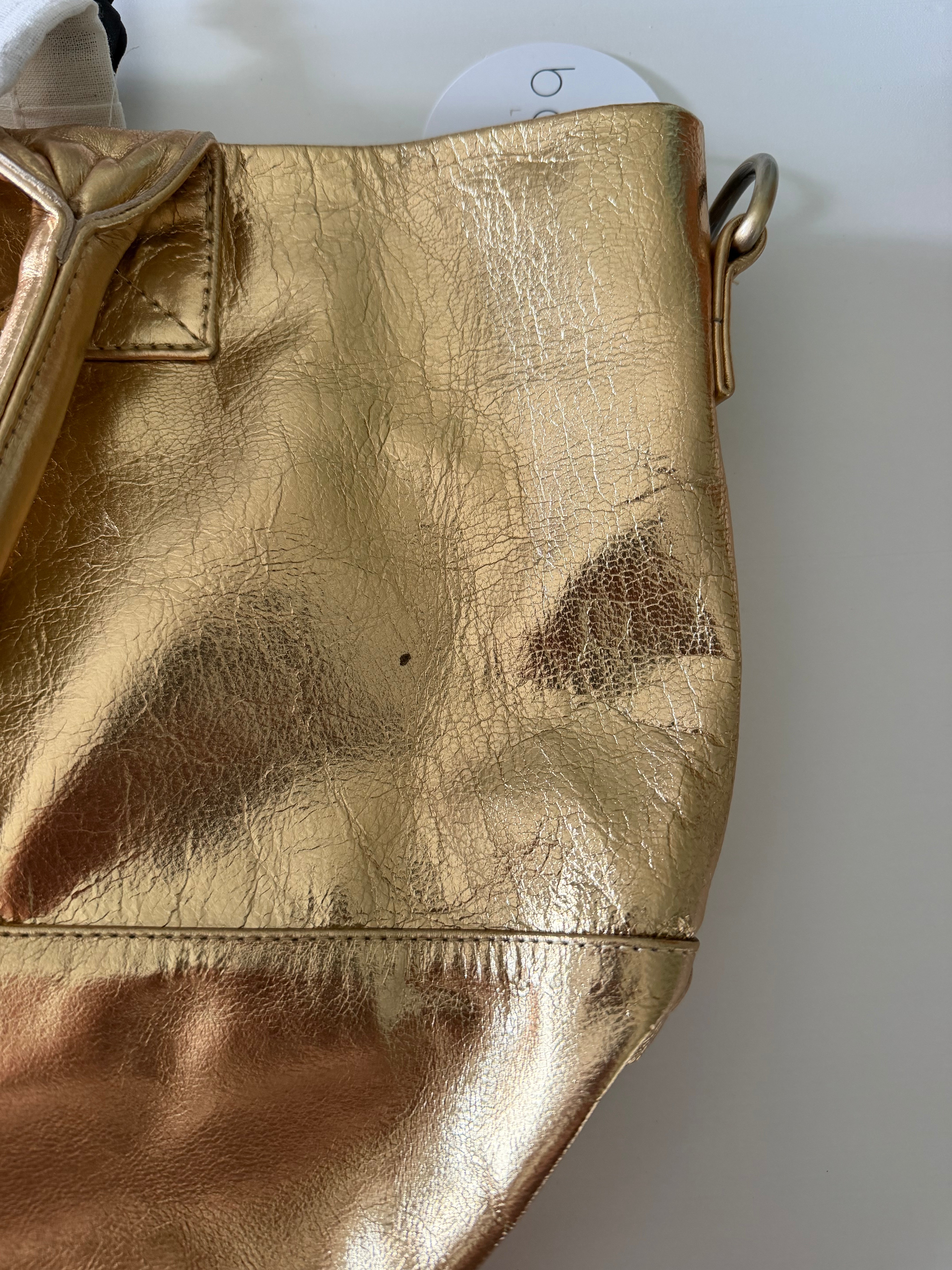 Paris Gold Leather Tote Bag - Sale