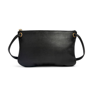 Mini Florence Leather Crossbody Wallet - Black Pebbled