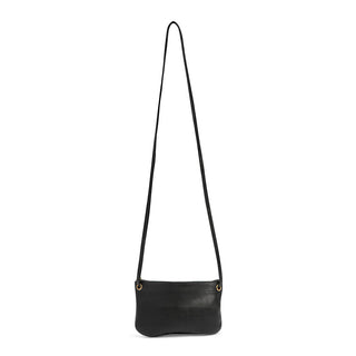 Mini Florence Leather Crossbody Wallet - Black Pebbled