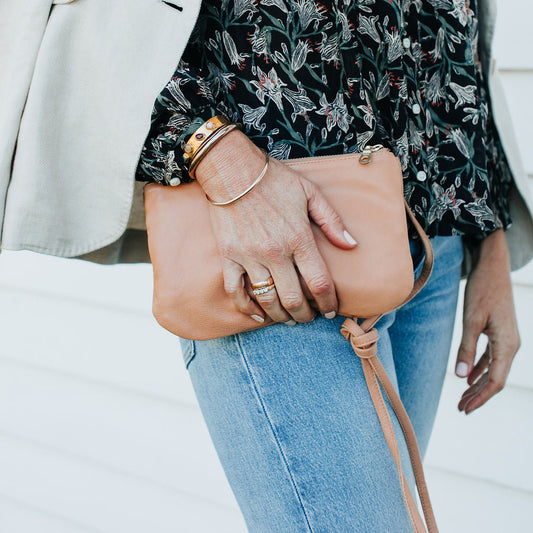 Mini Florence Blush Leather Crossbody Wallet