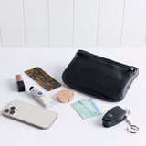 Mini Florence Smooth Black Leather Crossbody Wallet