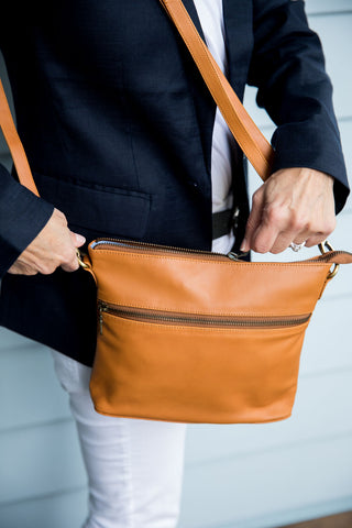 Mini Rome Caramel Leather Crossbody