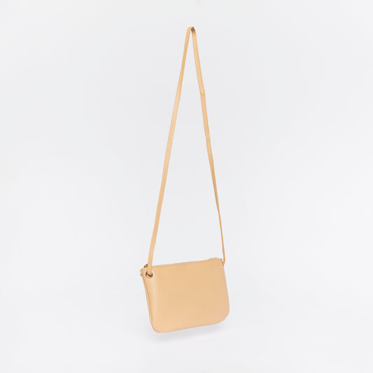 Mini Florence Latte Leather Crossbody Wallet