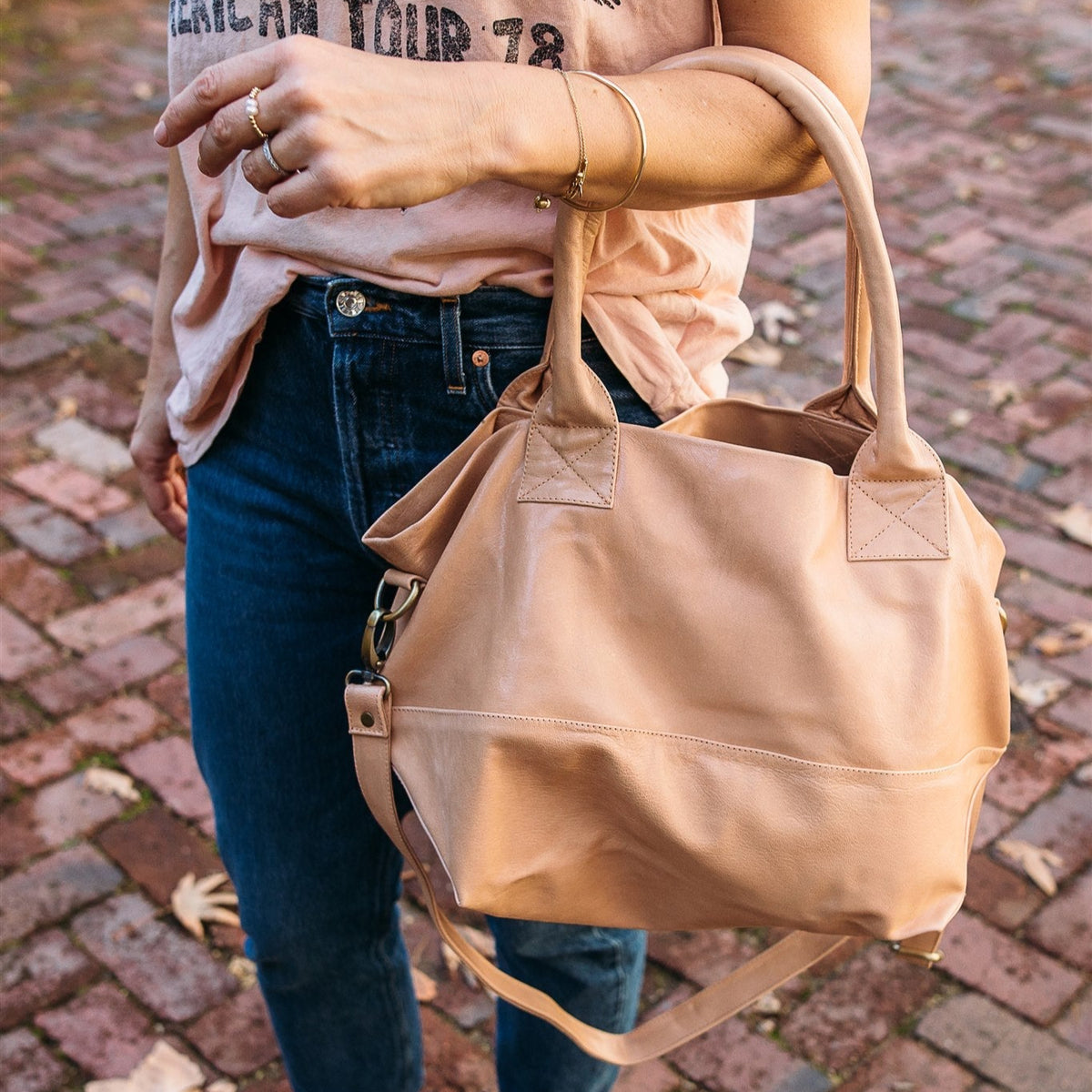 Paris Blush Leather Tote - Sale