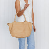 Paris Latte Leather Tote Bag