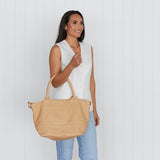 Paris Latte Leather Tote Bag