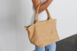 Paris Latte Leather Tote Bag