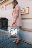Paris Silver Leather Tote Bag