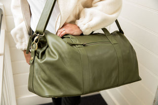 Sorrento Army Leather Weekender