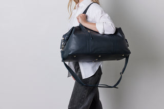 Sorrento French Navy Leather Weekender