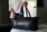 Sorrento Black Pebbled Leather Weekender