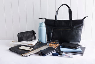 Toronto French Navy Leather Tote Bag