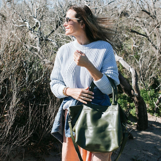 Paris Army Leather Tote Bag