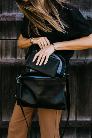 Singapore Black Leather Crossbody Bag