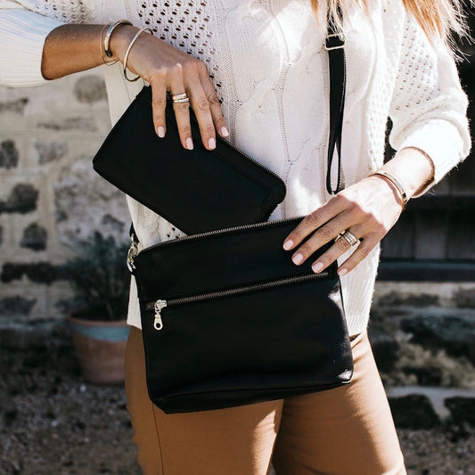 Mini Rome Black Leather Crossbody