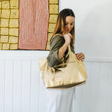 New York Gold Leather Tote Bag