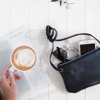 Mini Florence Leather Crossbody Wallet - French Navy