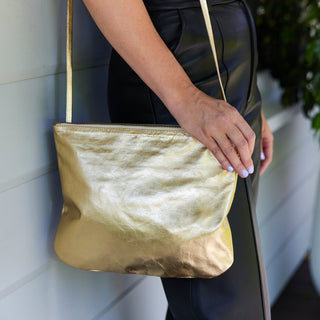 Florence Gold Leather Crossbody