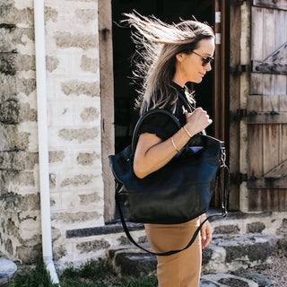 Paris Leather Tote Bag - Black