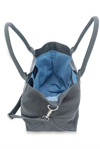 Paris Grey Leather Tote Bag