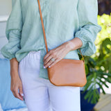 Mini Florence Caramel Leather Crossbody Wallet